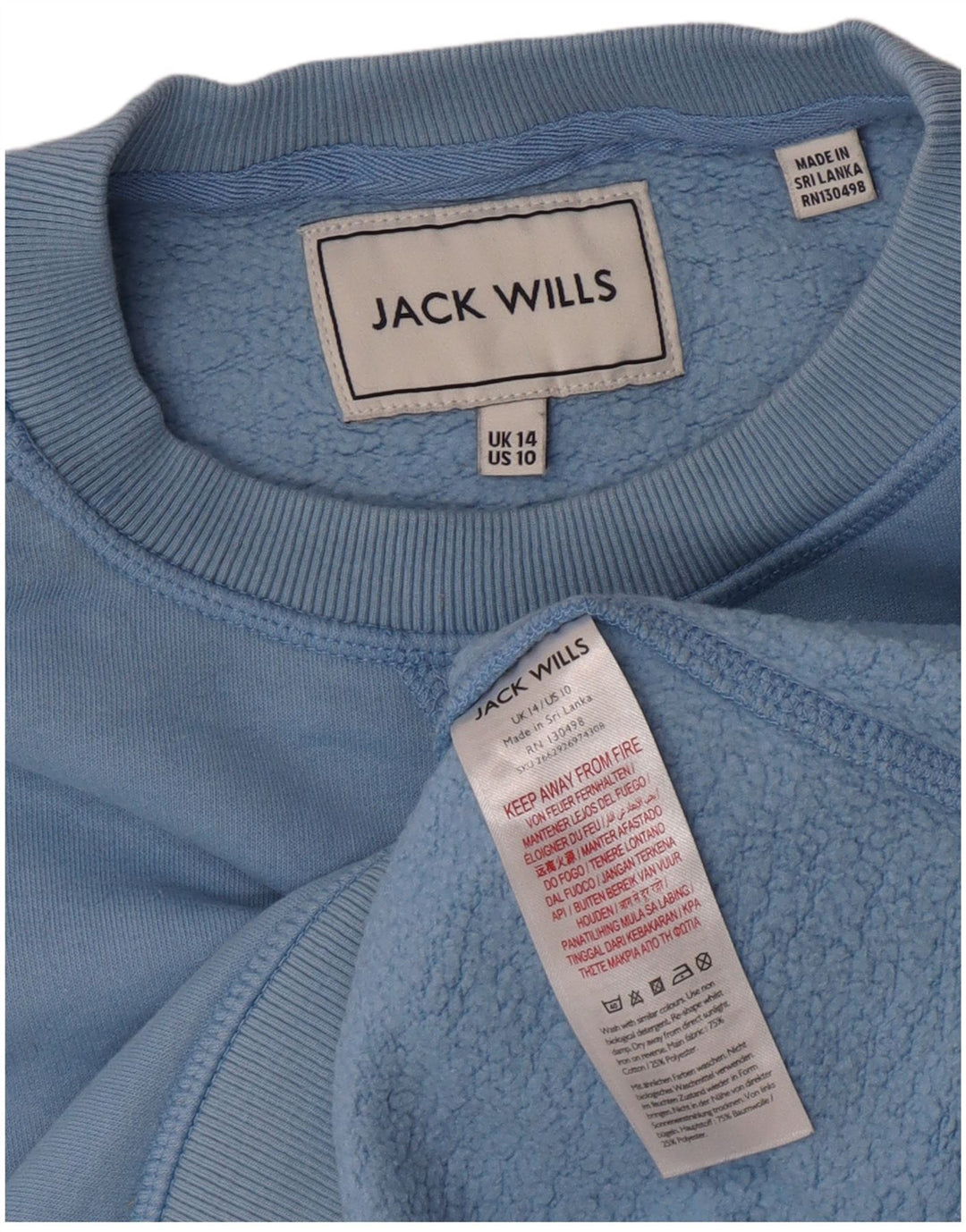 Jack Wills Dame Sweatshirt Jumper UK 14 Stor Blå Bomuld