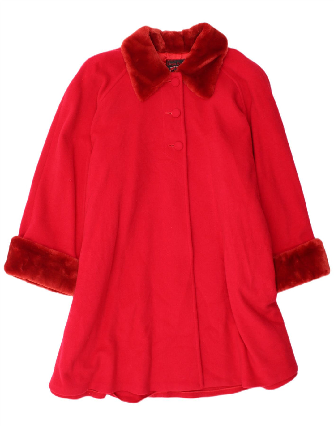 Vintage overfrakke til kvinder UK 20 2XL Red Virgin Wool