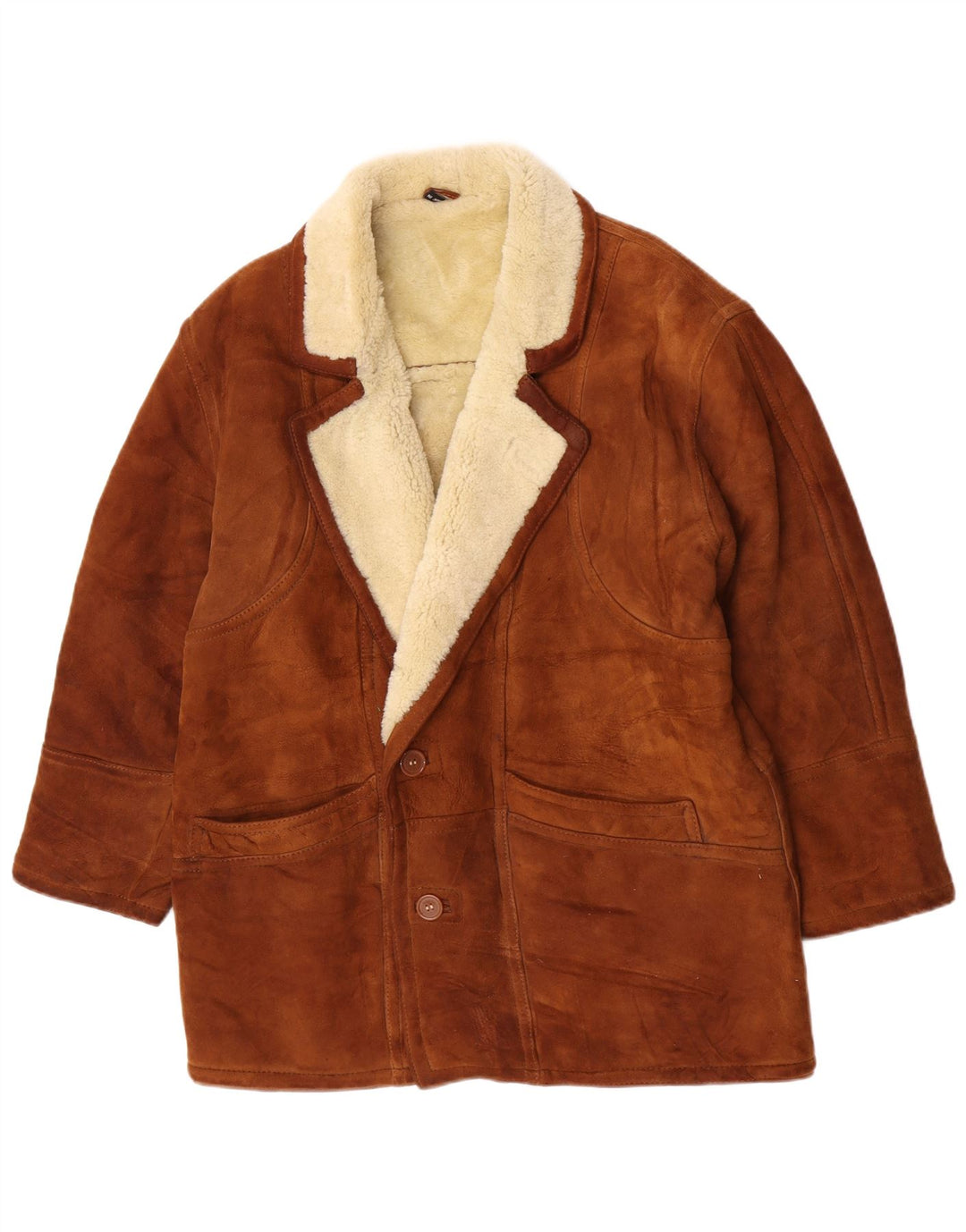Vintage Herre Shearling Jacket UK 36 Small Brown