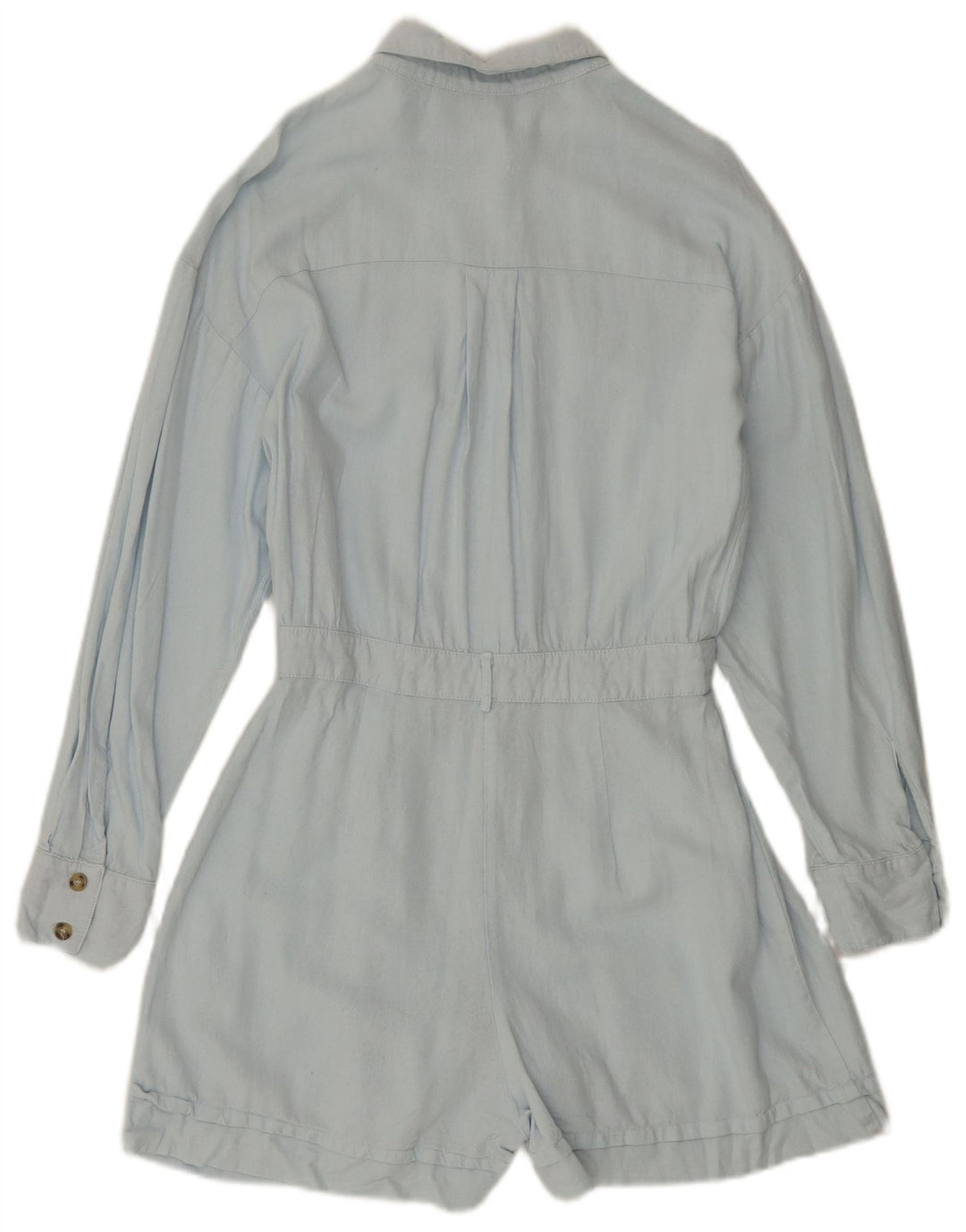 ZARA Langærmet Playsuit til kvinder UK 10 Small Blue Linen