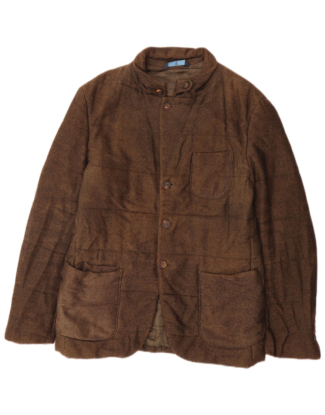Massimo Dutti Herre polstret jakke EU 48 Medium Brun Flecked Bomuld
