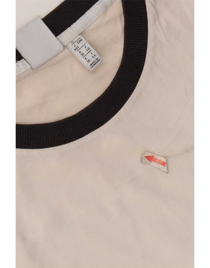 Adidas Dame T-Shirt Top UK 12 Medium Hvid Bomuld
