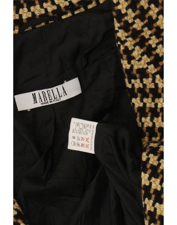 Marella Dame 1 Knap Blazer Jakke UK 14 Stor Brun Houndstooth