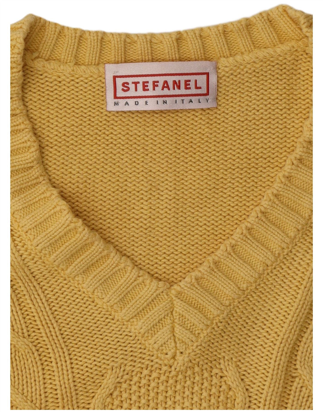 Stefanel Herre V-hals sweater XL Gul