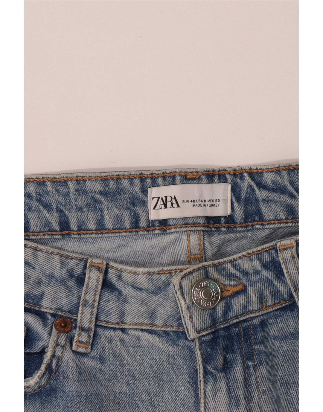 Zara Dame Distressed Straight Jeans EU 40 Medium W30 L28 Blå