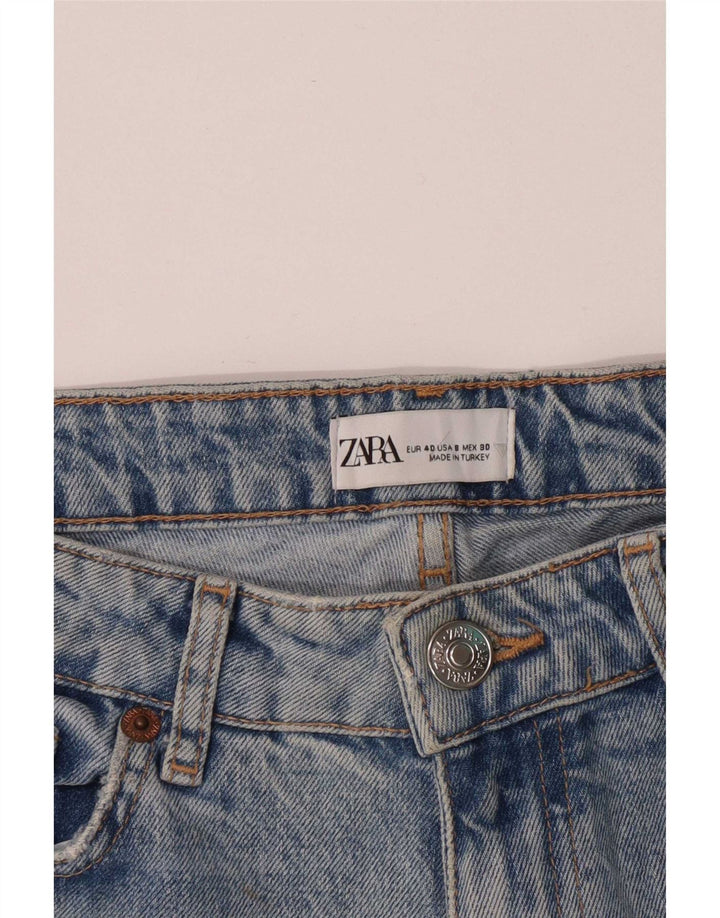 Zara Dame Distressed Straight Jeans EU 40 Medium W30 L28 Blå