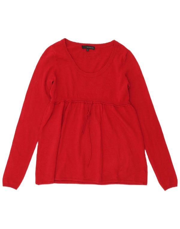 CALVIN KLEIN JEANS Dame grafisk bådhalstrøje DK 10 Lille rød