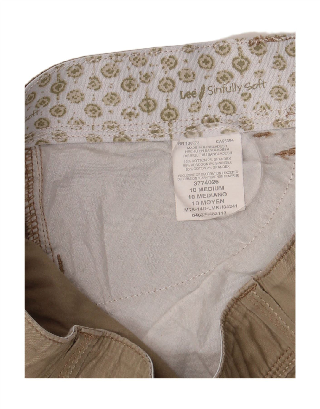 Lee Womens Cargo Shorts US 10 Large W32 Beige Bomuld