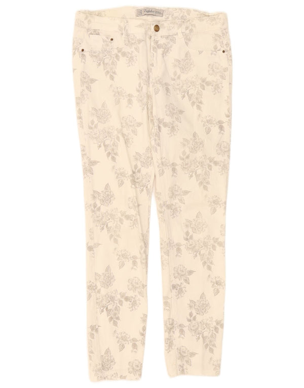 Zara Dame Trafaluc Slim Casual Bukser EU 38 Small W28 L27 White Floral
