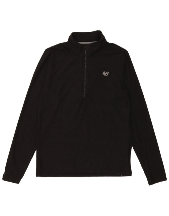 New Balance Herre Zip Neck Pullover Træningsdragt Top Medium Sort Flecked