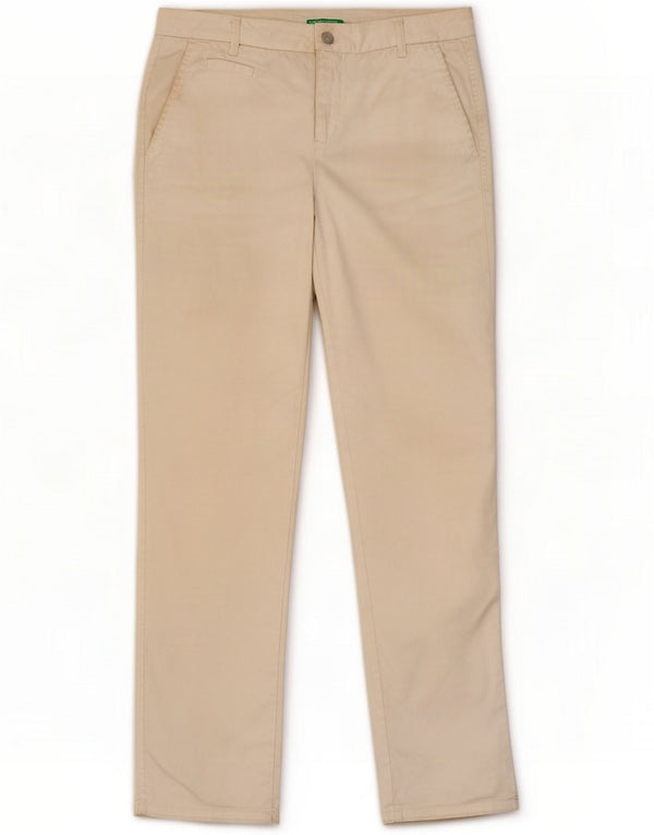 Benetton Womens Slim Chino Trousers UK 10 Small W32 L28 White Cotton