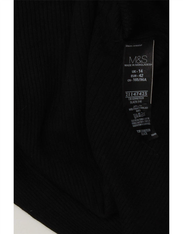 Marks & Spencer Dametop Langærmet UK 14 Medium Sort Viscose