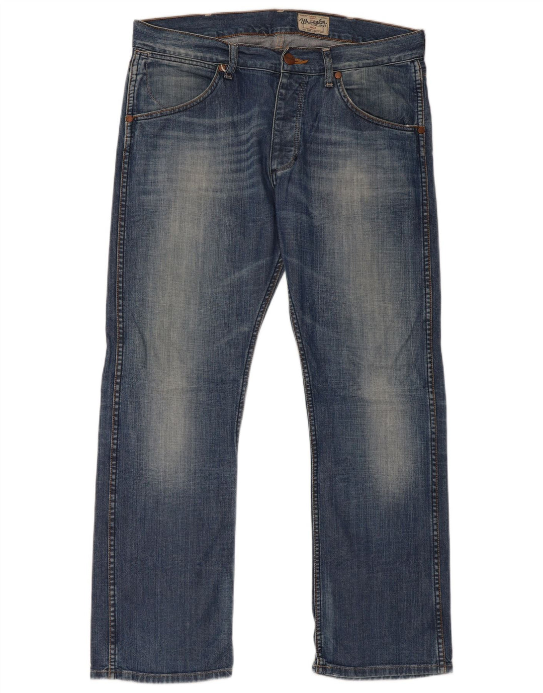 WRANGLER Mens Ace Straight Jeans W34 L30 Blue Cotton