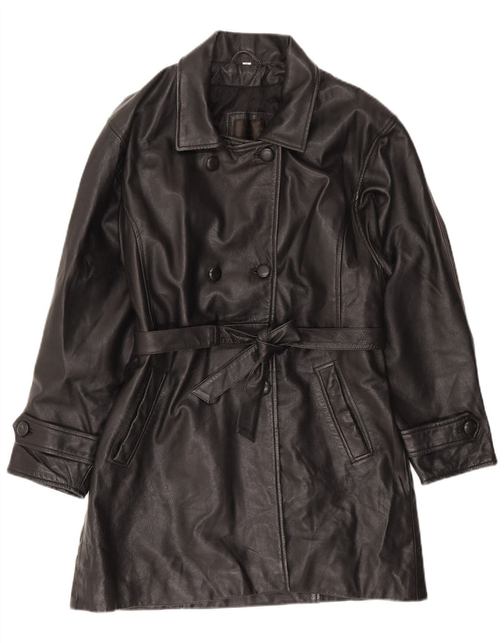 Santini læderfrakke til kvinder UK 14 Medium sort læder