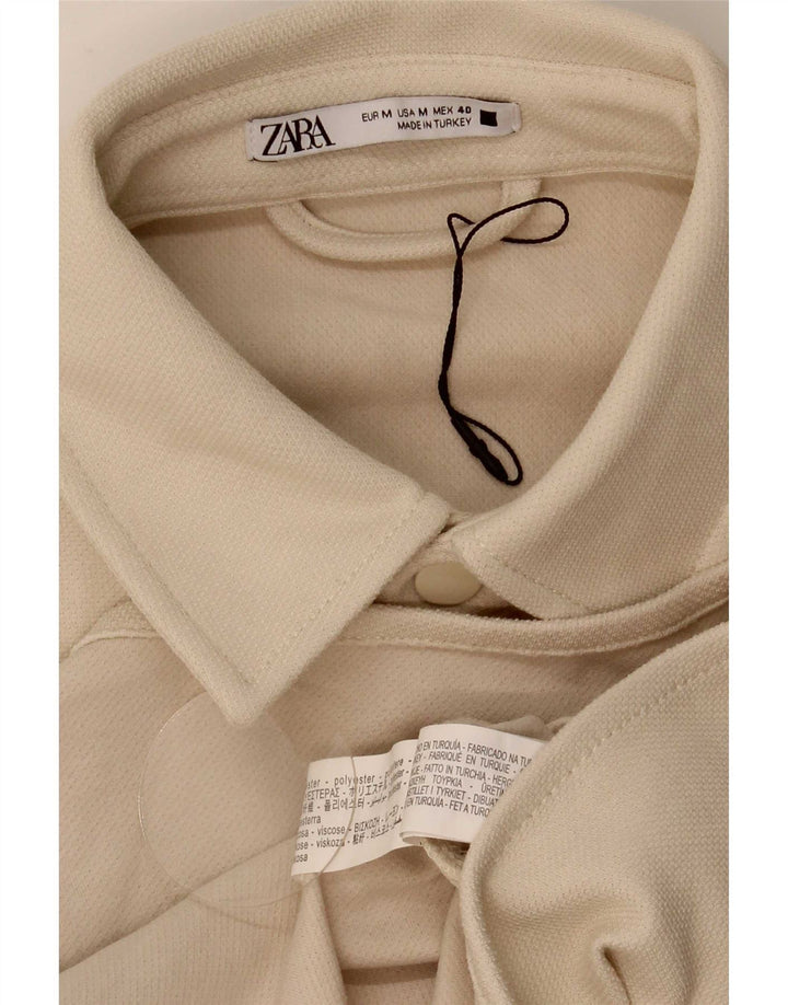 Zara Kortærmet Herreskjorte Medium Beige Polyester