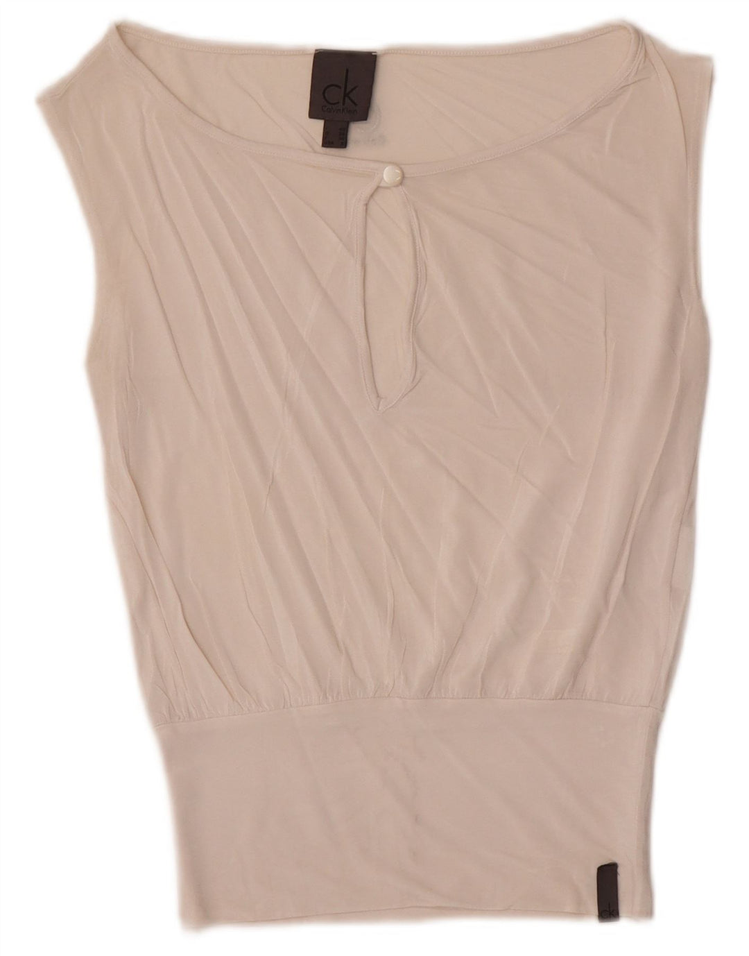 Calvin Klein Dame ærmeløs bluse Top US 6 Medium White Viscose