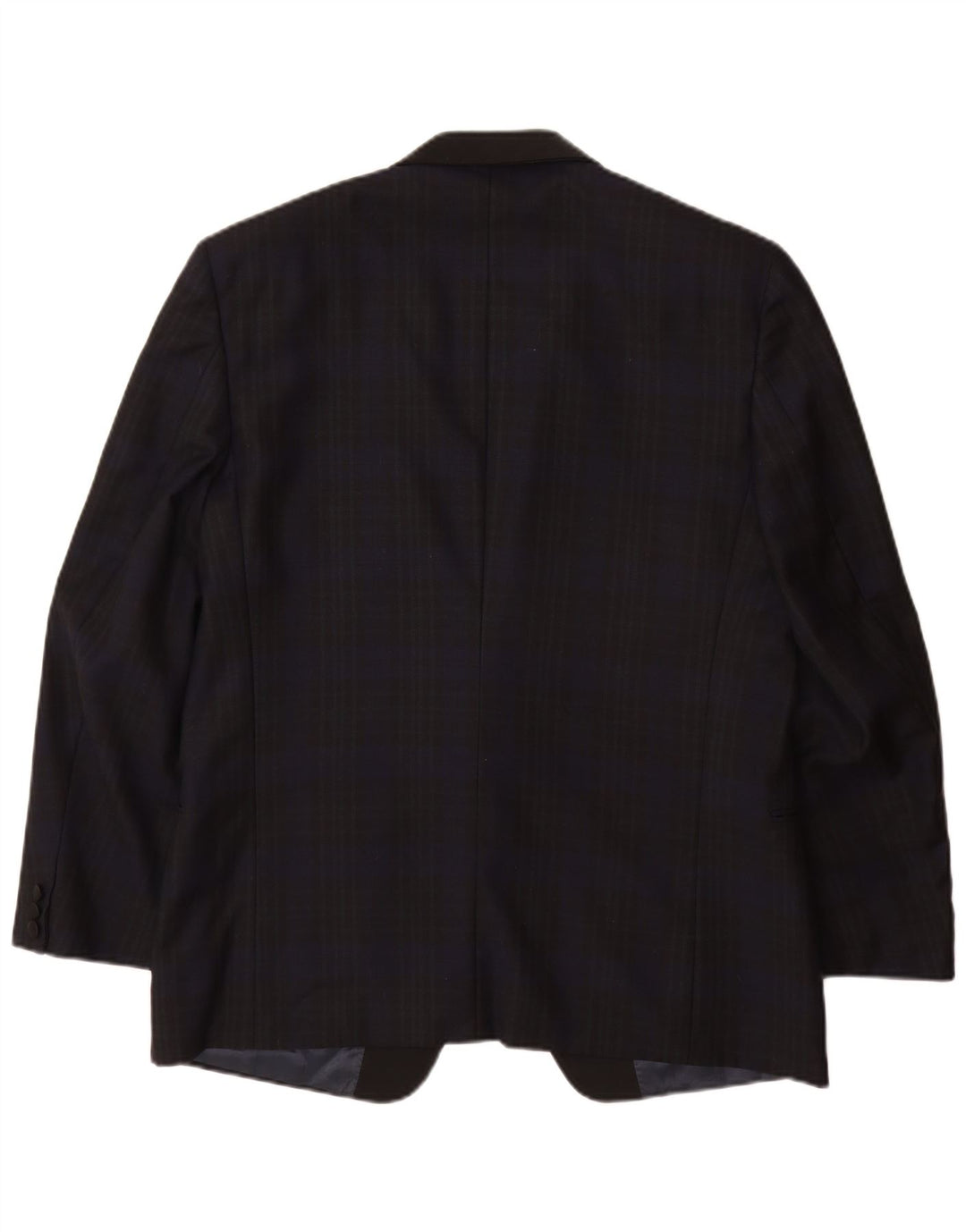 SAN REMO Mens 1 Button Blazer Jacket IT 52 XL Navy Blue Check Virgin Wool