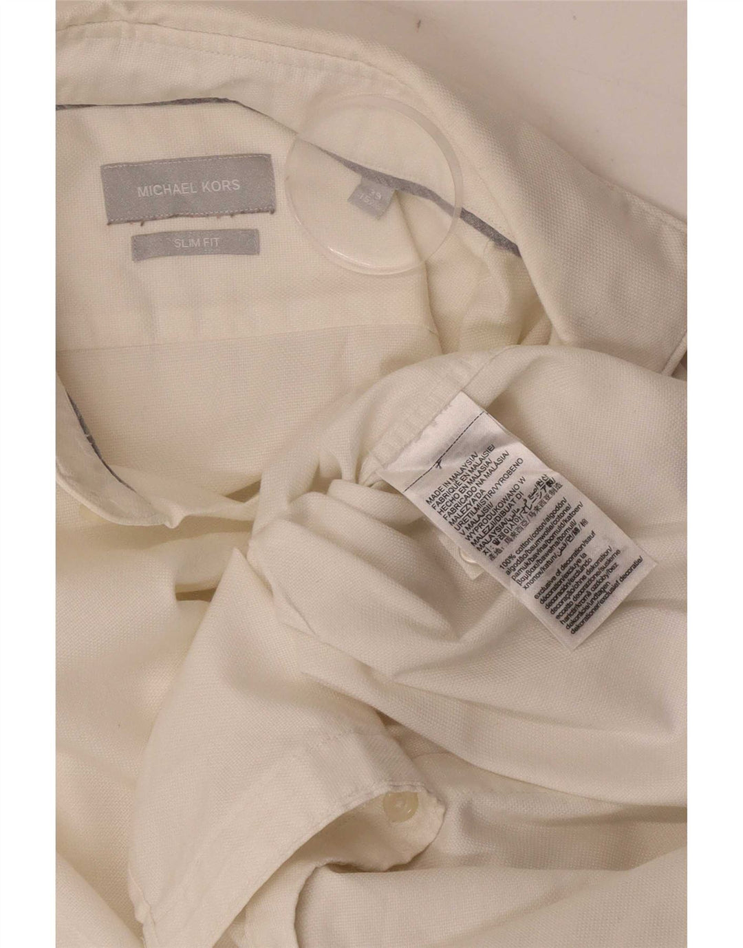 Michael Kors Herre Slim Fit Skjorte Størrelse 39 15 Medium Hvid Bomuld