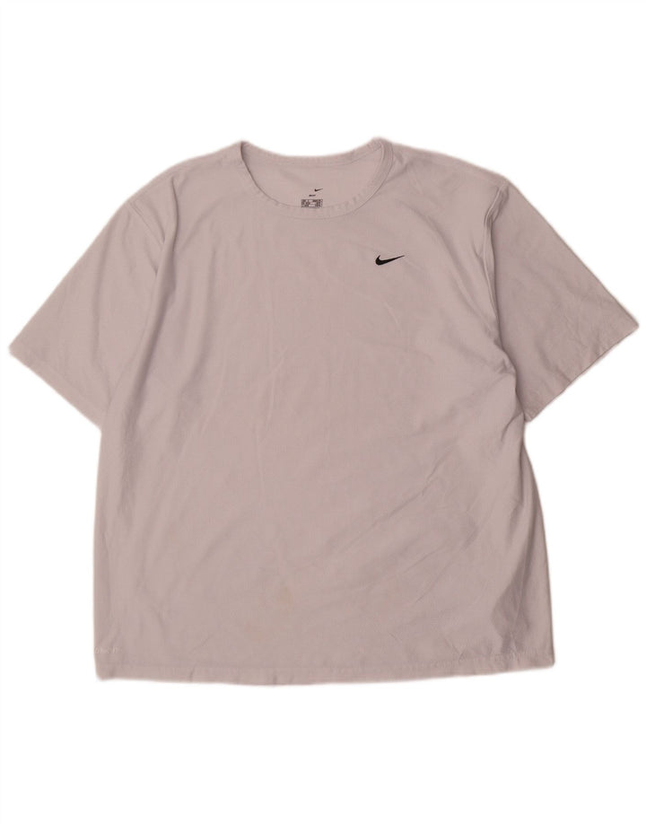 Nike Herre Dri Fit T-Shirt Top UK 42/44 Stor hvid polyester