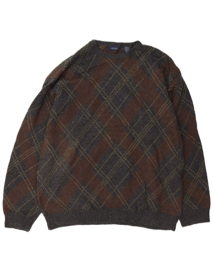 Izod Herre Crew Neck Jumper Sweater XL Grå Argyle/Diamond Akryl
