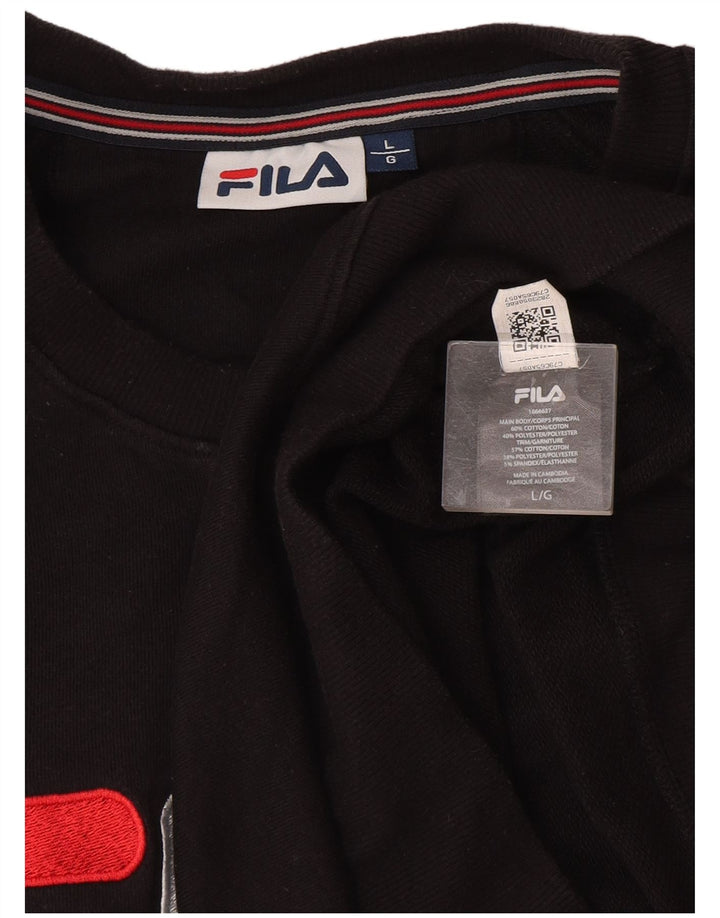 Fila Herre Grafisk Sweatshirt Jumper Stor Sort Bomuld