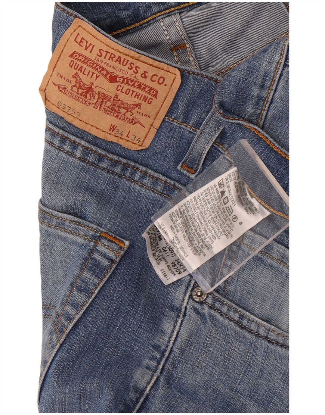 Levi's Straight Jeans til mænd W34 L28 blå bomuld
