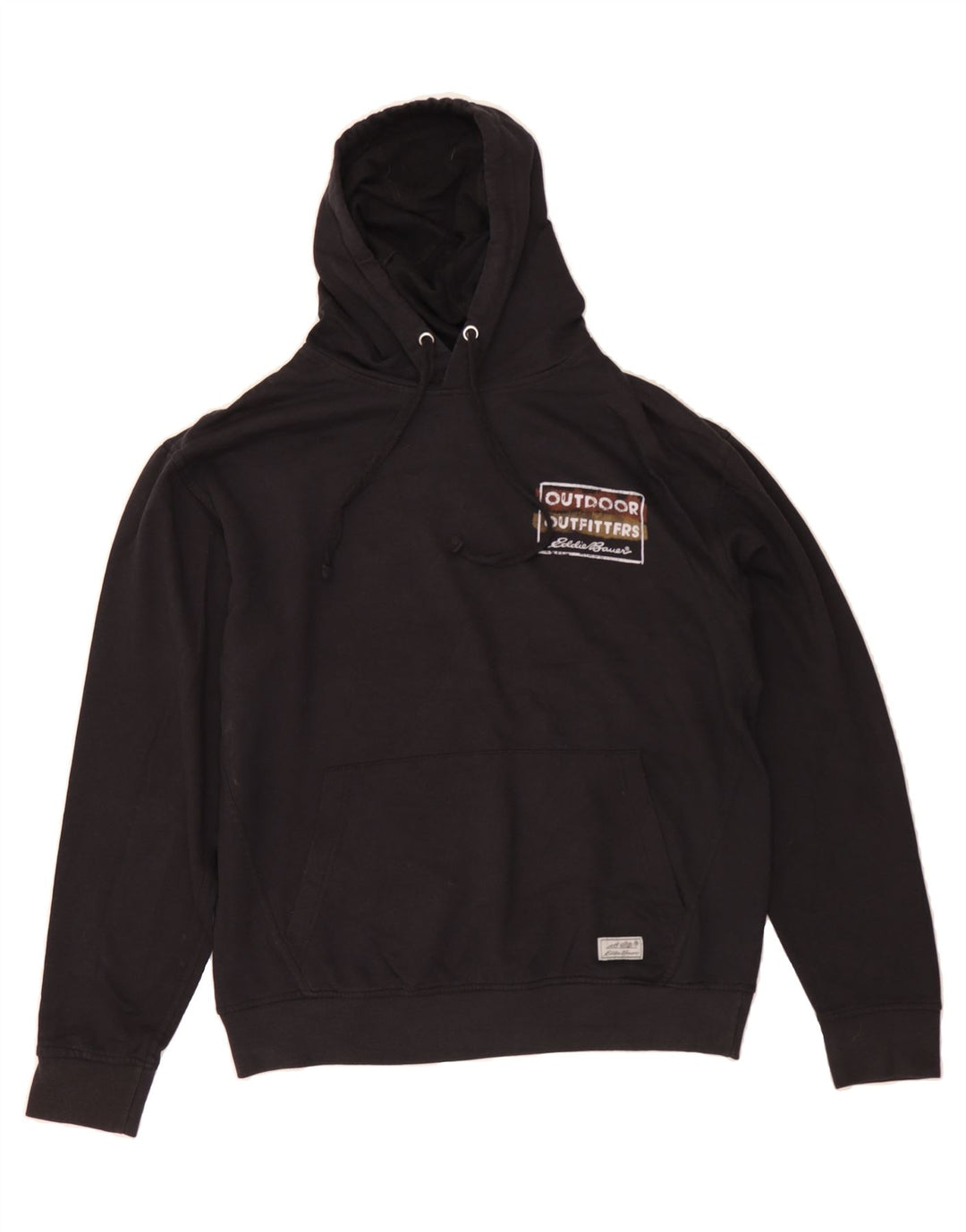 EDDIE BAUER Mens Graphic Hoodie Jumper Large Black Cotton Vintage Eddie Bauer and Second-Hand Eddie Bauer from Messina Hembry 