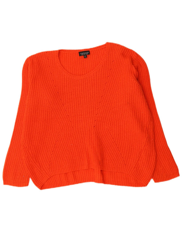 Topshop Dame Oversized Boat Neck Jumper Sweater UK 10 Small Red Acryl