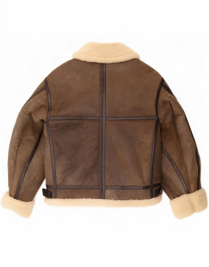 Wallace Sacks Shearling Jacket UK 40 Large Grey Læder