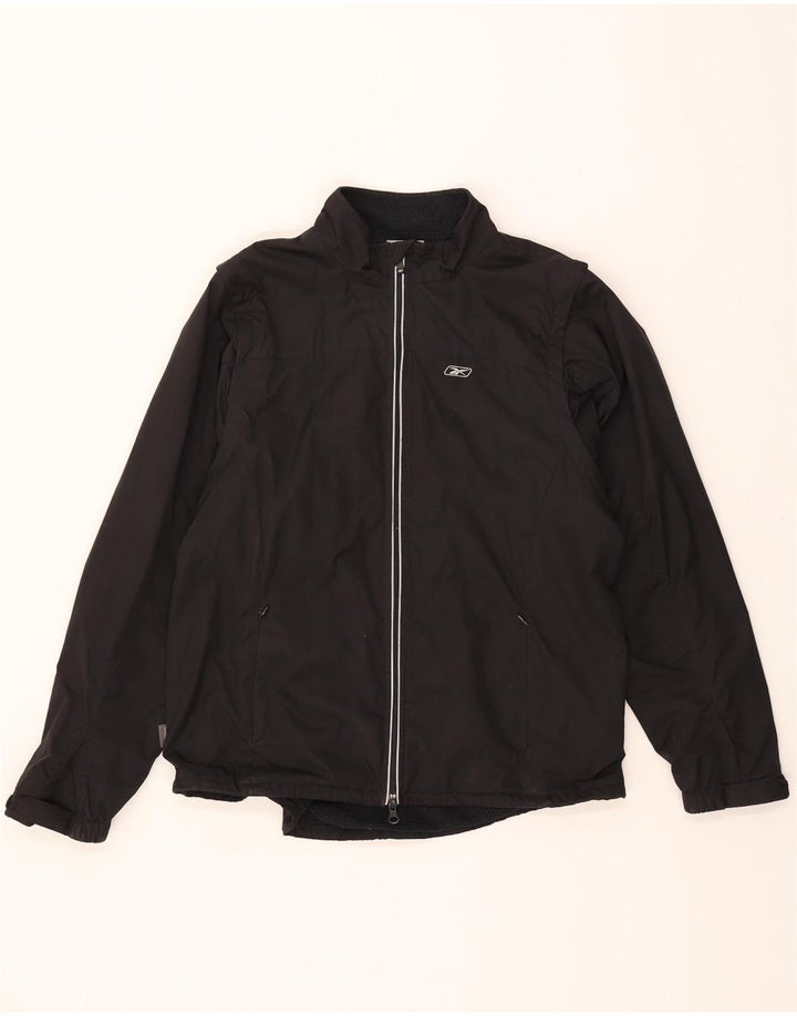 REEBOK Womens Windbreaker Jacket UK 14 Large Black Polyester Vintage Reebok and Second-Hand Reebok from Messina Hembry 