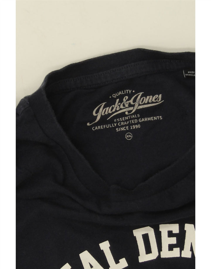 Jack & Jones Herre grafisk T-shirt top 2XL marineblå