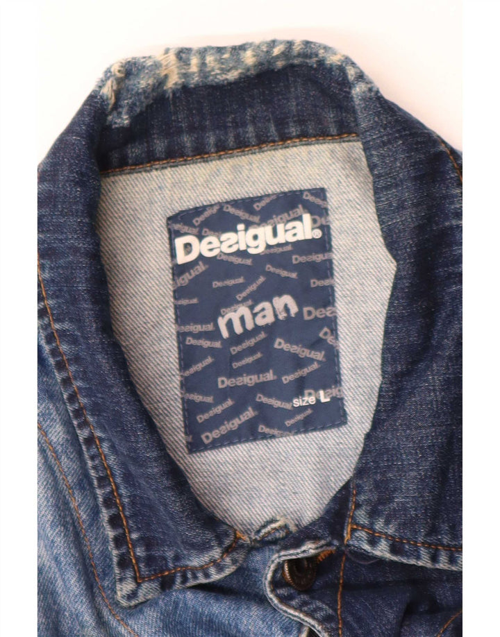 Desigual Herre denimjakke UK 40 Large Blue Cotton