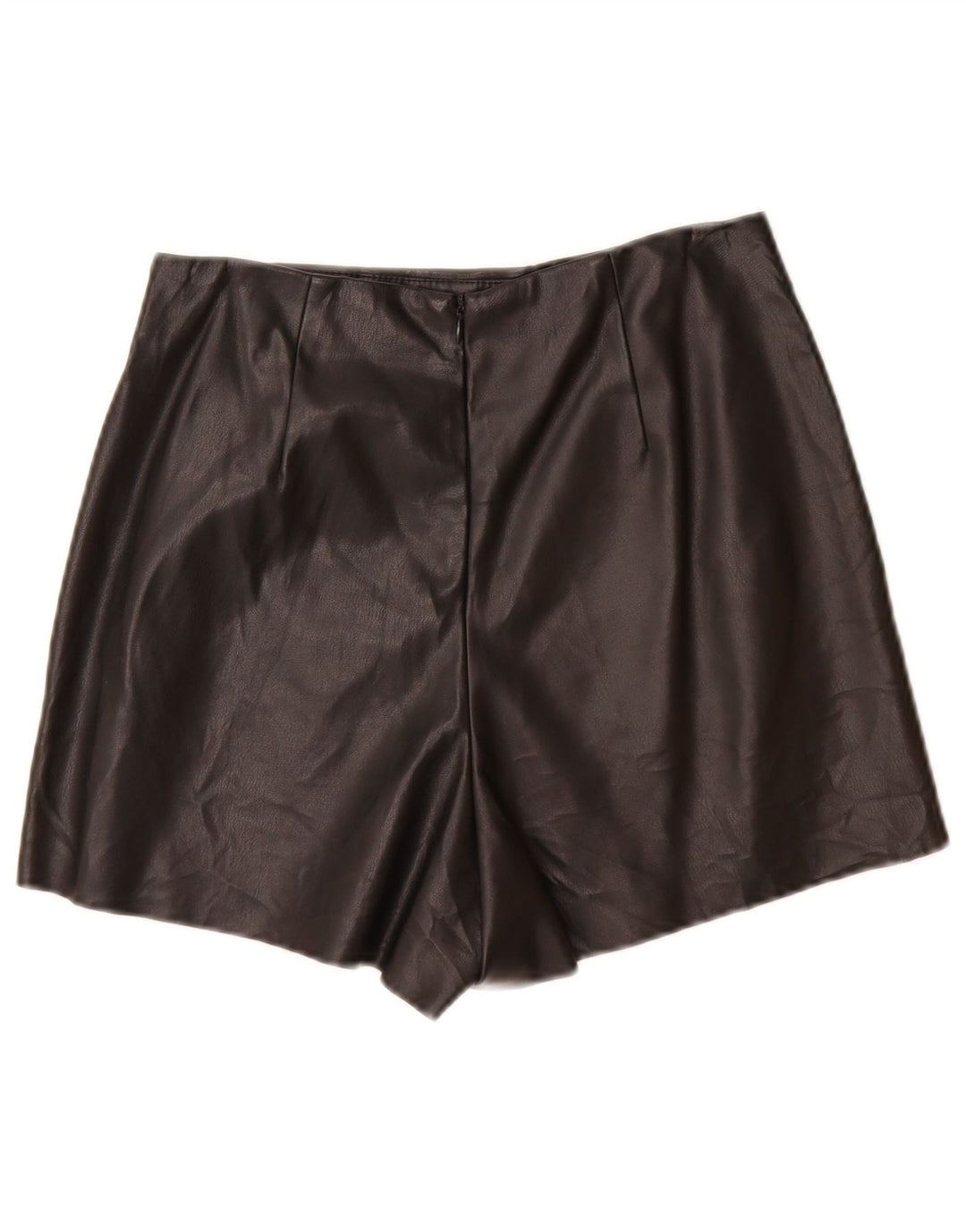 ZARA Casual Shorts i imiteret læder til kvinder Small W26 sort polyurethan