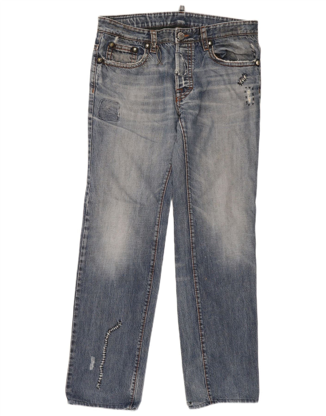 Dsquared2 Herre Distressed Straight Jeans IT 50 Large W36 L32 Blue