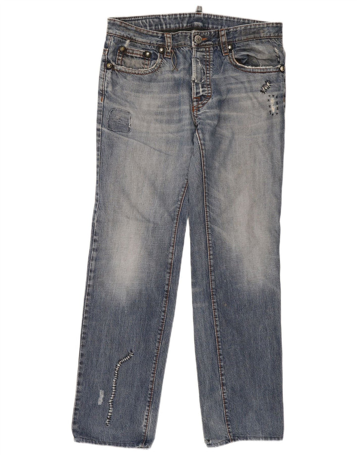 Dsquared2 Herre Distressed Straight Jeans IT 50 Large W36 L32 Blue