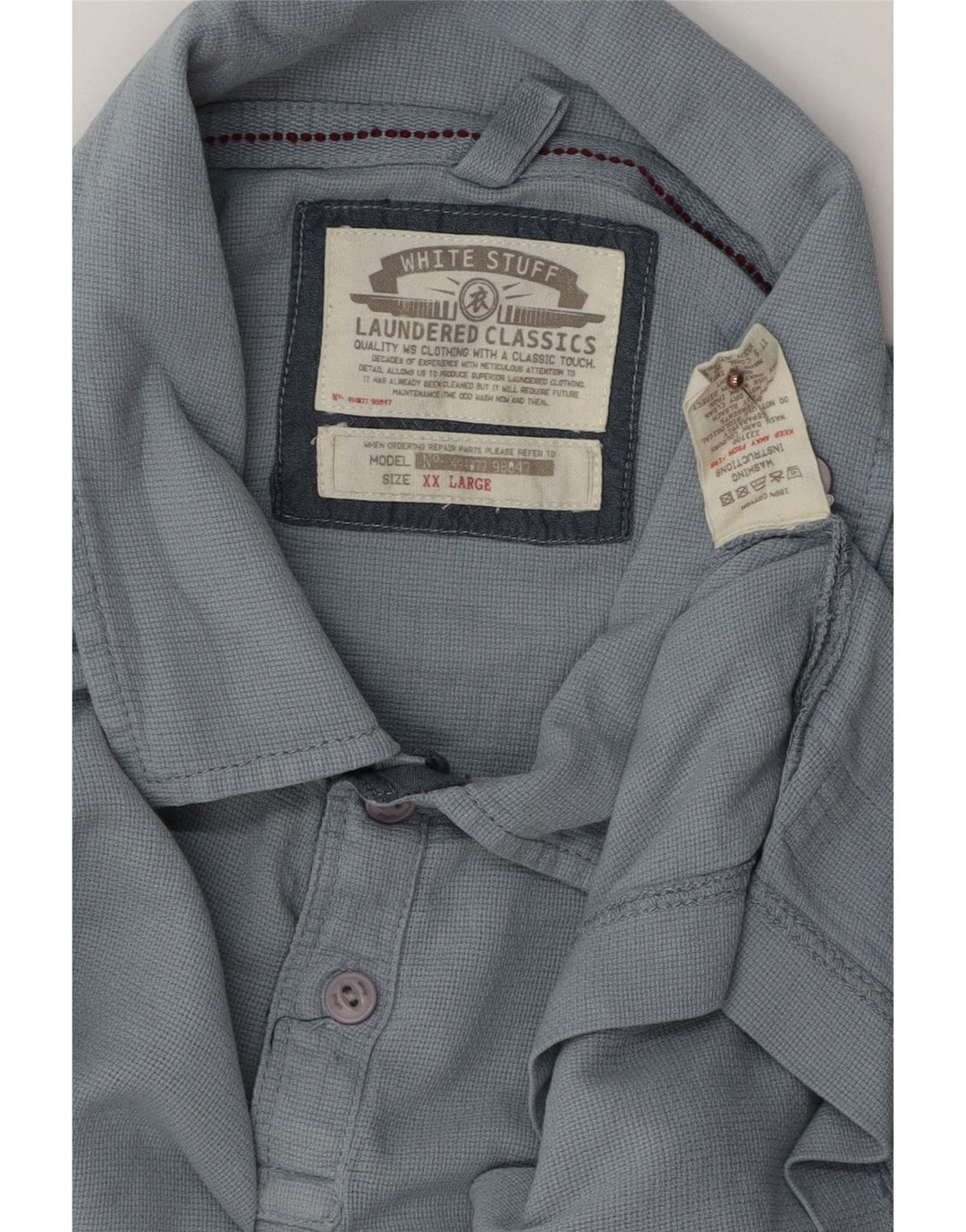 HVIDE TING Herre poloshirt 2XL Blå Bomuld