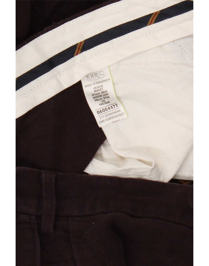 Marks & Spencer Herre Cargo Regular Chino Bukser W36 L29 Bourgogne bomuld