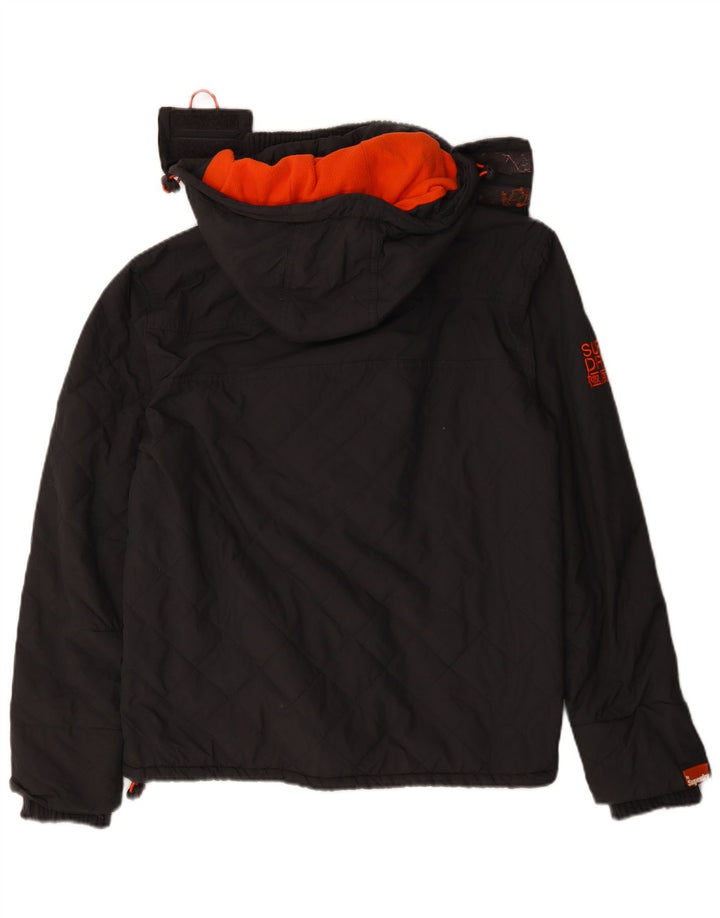 Superdry vindjakkejakke med hætte til kvinder UK 16 Stor grå polyester