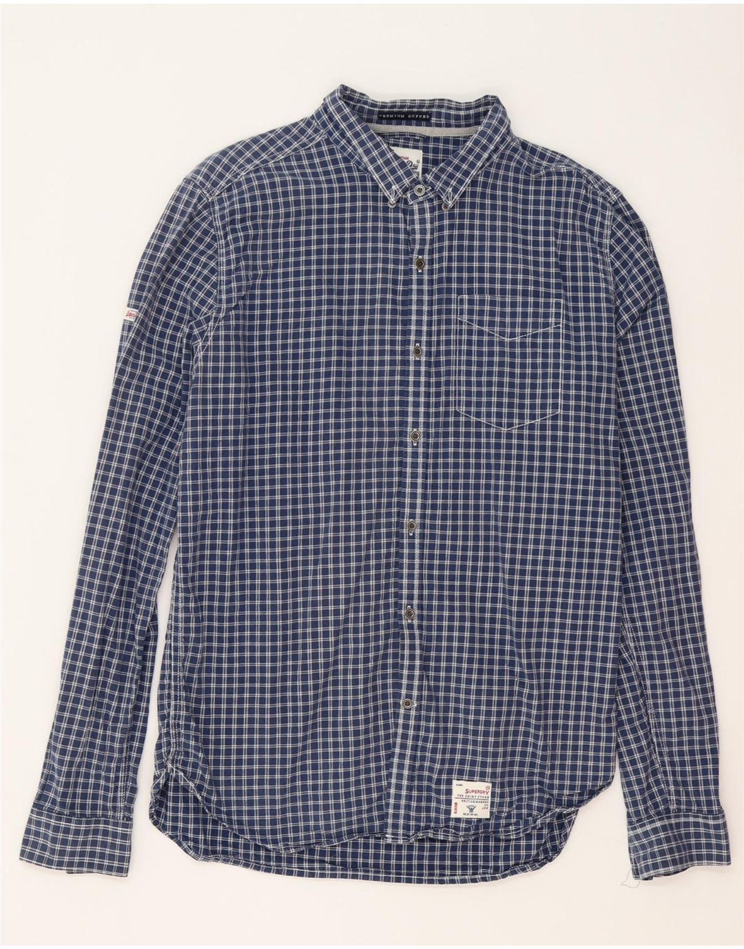 Superdry herreskjorte XL marineblå Gingham bomuld