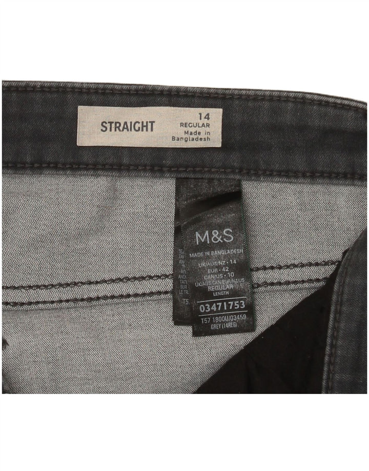 Marks & Spencer Dame Regular Straight Jeans UK 14 Large W32 L30 Grå