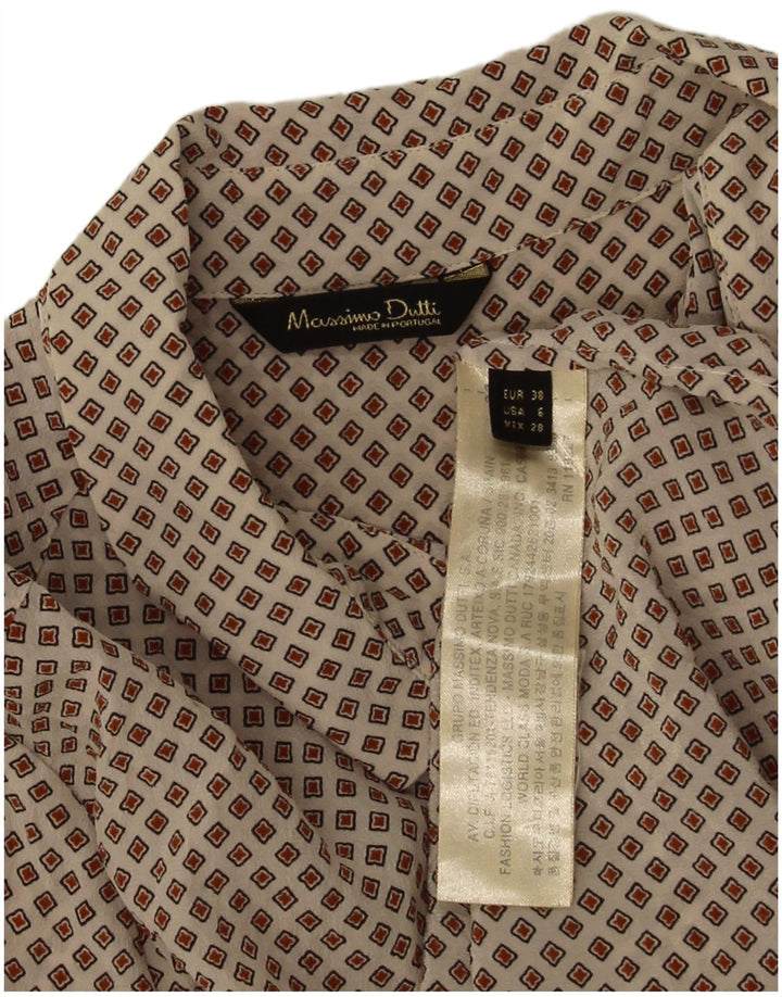 Massimo Dutti Dame Skjorte Bluse EU 38 Lille Beige Geometrisk Silke