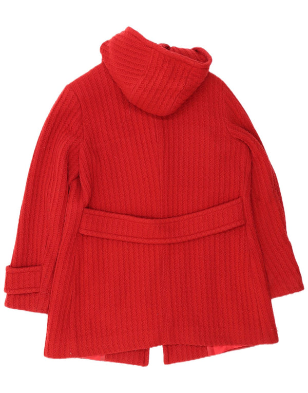 Enrico Coveri Dame Hættestrikket Overfrakke IT 48 XL Rød Virgin Wool