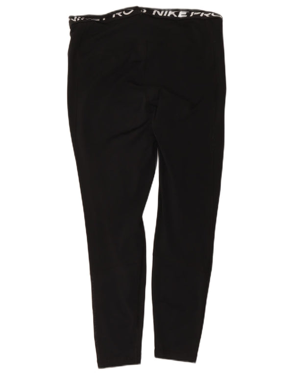 Nike Dame Dri Fit Crop Grafiske Leggings UK 14 Stor sort polyester
