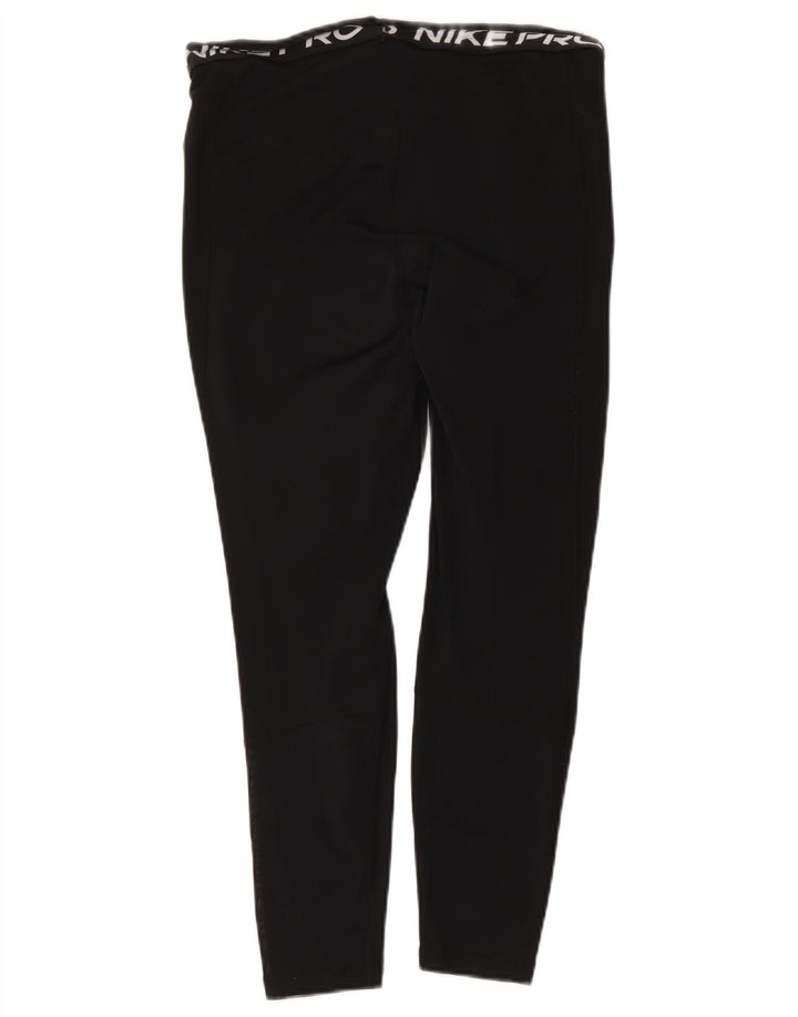 Nike Dame Dri Fit Crop Grafiske Leggings UK 14 Stor sort polyester