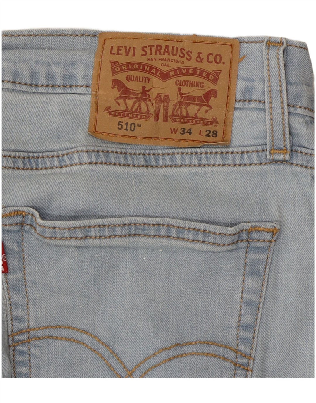 LEVI'S Herre 510 beskåret skinny jeans W34 L25 blå bomuld