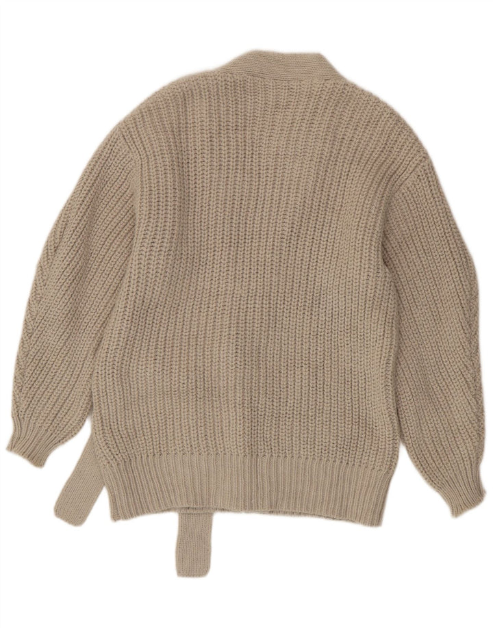 Zara Dame Oversized Cardigan Sweater UK 10 Lille Beige Akryl