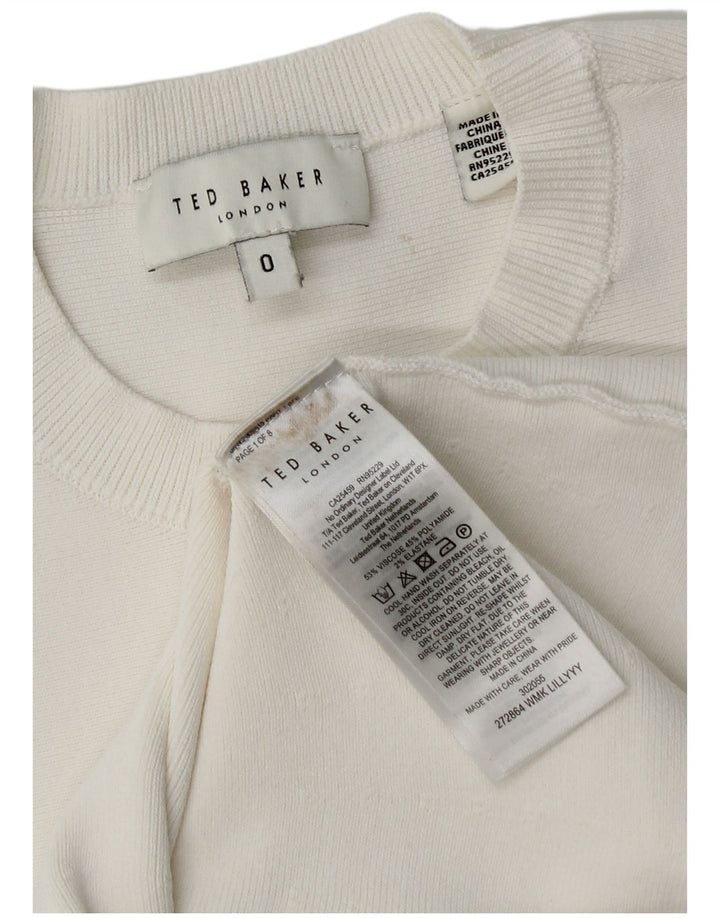 Ted Baker dame sweater med rund hals str. 0 2XS Hvid viskose