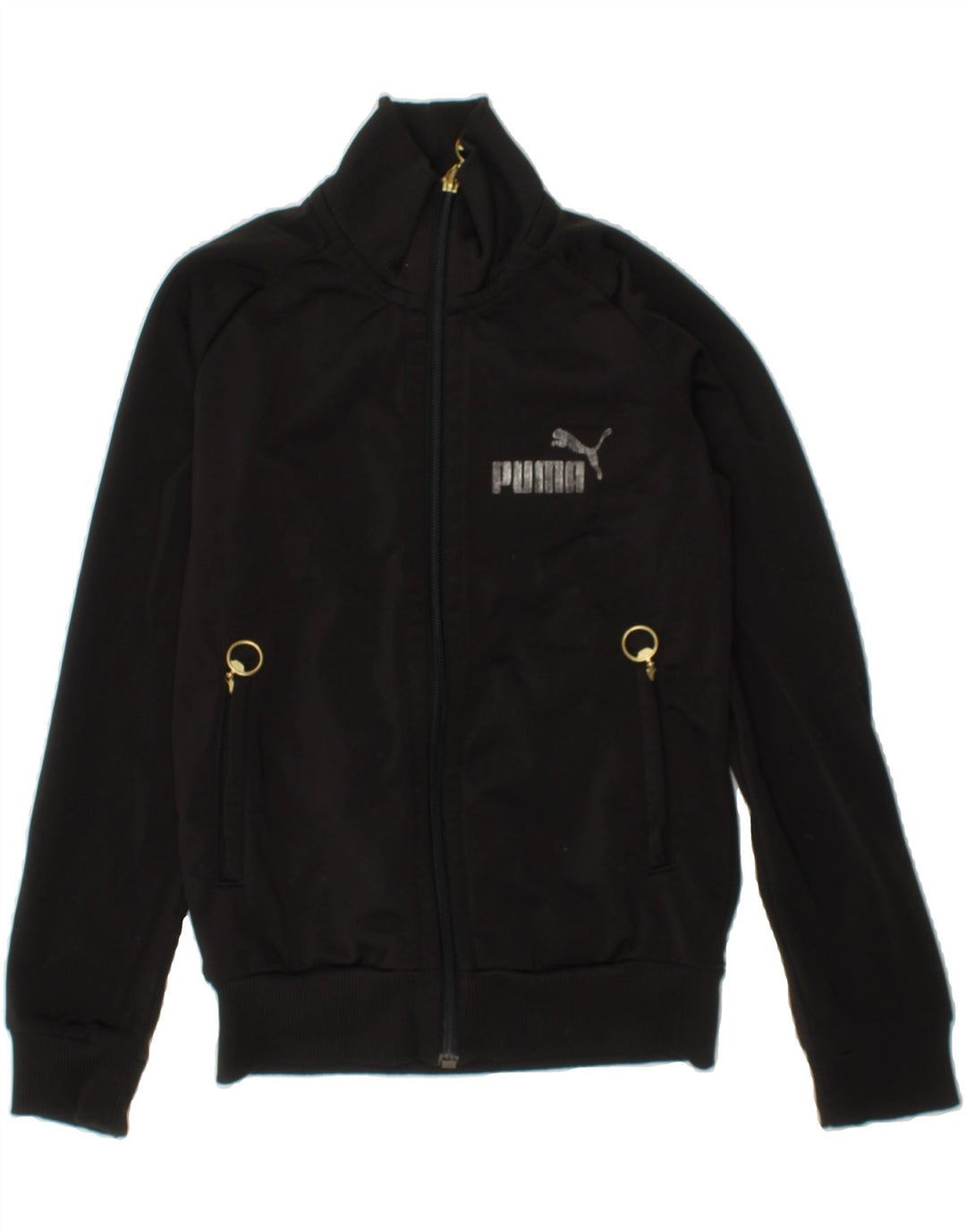 PUMA Girls Tracksuit Top Jacket 7-8 Years Black Polyester Vintage Puma and Second-Hand Puma from Messina Hembry 