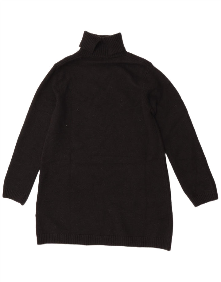 Zara Dame Longline rullehals sweater UK 14 Medium Sort Polyester