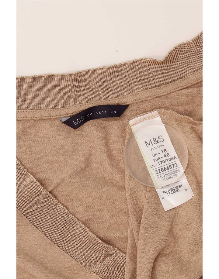 Marks & Spencer Dame ærmeløs bluse Top UK 18 XL Beige Viscose